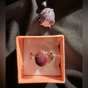 Genuine Star Ruby Pendant and ring silver plated set . Ring size 6.5-7